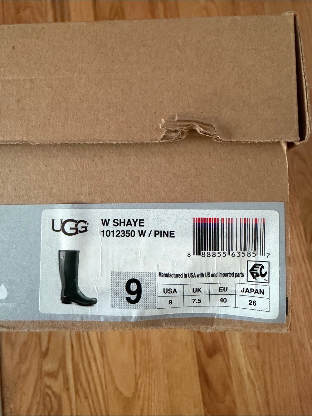 UGG Women's Glossy Hunter Green Rain Boots - Picture 6 of 6